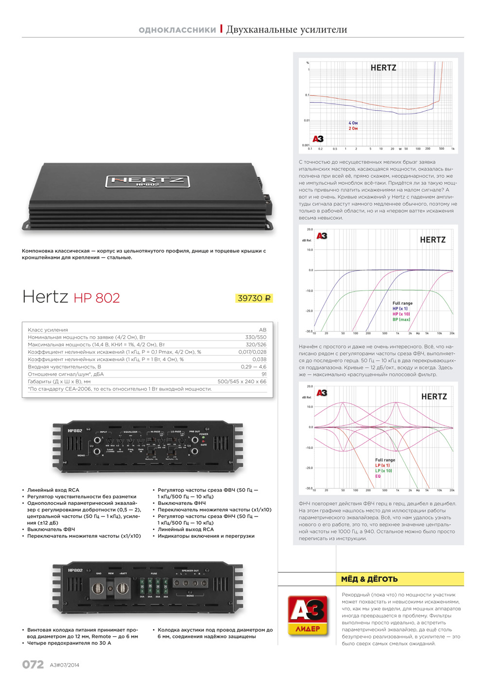 Hertz HP 802 в журнале "АвтоЗвук"